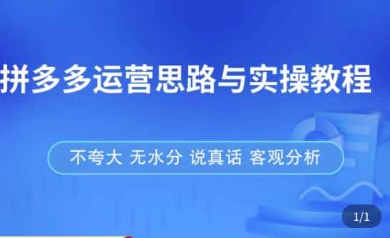 拼多多店铺运营思路与实操教程，快速学会拼多多开店和运营，少踩坑，多盈利