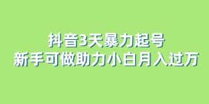 (6177期)抖音3天暴力起号新手可做助力小白月入过万-优优云创网