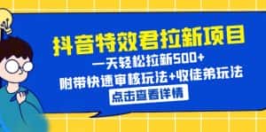 (6210期)抖音特效君拉新项目 一天轻松拉新500+ 附带快速审核玩法+收徒弟玩法-优优云创网