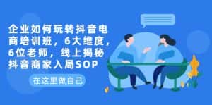 (6228期)企业如何玩转抖音电商培训班,6大维度,6位老师,线上揭秘抖音商家入局SOP-优优云创网