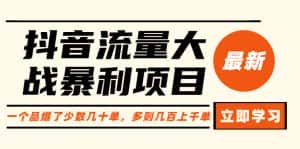 （6237期）抖音流量大战暴利项目：一个品爆了少数几十单，多则几百上千单（原价1288）-优优云创网