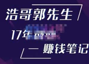 浩哥郭先生17年创业赚米笔记,打开你对很多东西的认知,让你知道原来赚钱或创业不单单是发力就行-优优云创网