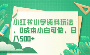 (6249期)小红书小学资料玩法,0成本小白可做日入500+(教程+资料)-优优云创网