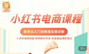 小红书电商新手入门到精通实操课,从入门到精通做爆款笔记,开店运营-优优云创网