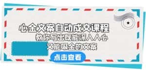 （6292期）《心金文案自动成交课程》 教你写出既能深入人心、又能吸金的文案-优优云创网