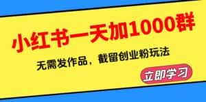 (6306期)小红书一天加1000群,无需发作品,截留创业粉玩法 (附软件)-优优云创网