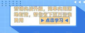 营销实战升级,简单实用落地有效,帮你省下百万咨询费用-优优云创网