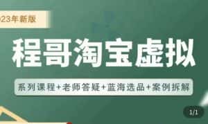 程哥·2023淘宝蓝海虚拟电商，虚拟产品实操运营，蓝海选品+案例拆解-优优云创网