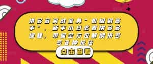 拼多多实战宝典“初级到高手”,新手小白必看拼多多课程,带你全方位解读拼多多各种玩法-优优云创网