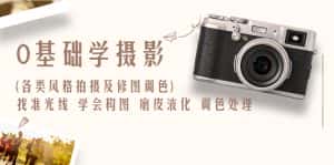 (6351期)0基础学摄影(各类风格拍摄及修图调色)找准光线 学会构图 磨皮液化 调色处理-优优云创网