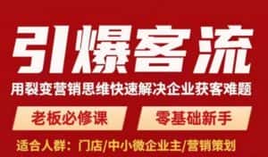 引爆客流，用裂变营销思维快速解决企业获客难题，老板必修课，零基础新手-优优云创网