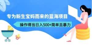 (6382期)专为新生宝妈而来的蓝海项目,操作得当日入500+简单且暴力(教程+工具)-优优云创网