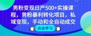 男粉变现日产500+实操课程,男粉暴利转化项目,私域变现,手动和全自动成交-优优云创网
