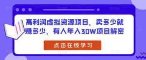 高利润虚拟资源项目,卖多少就赚多少,有人年入30W项目解密-优优云创网