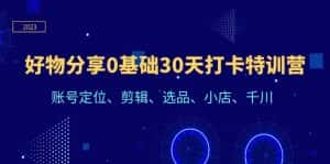 (6419期)好物分享0基础30天打卡特训营:账号定位、剪辑、选品、小店、千川-优优云创网