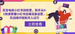 百宝电商小红书训练营,新手从0-1快速掌握小红书店铺流量运营,实战操作轻松月入过万-优优云创网