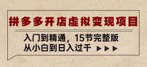 拼多多开店虚拟变现项目:入门到精通,从小白到日入过千(15节完整版)-优优云创网