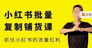 张宾·小红书批量复制铺货课，小红书0-1快速起号变现玩法，抓住小红书的流量红利（更新2023年3月）-优优云创网