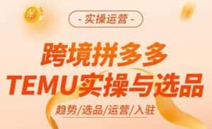 跨境拼多多TEMU实操与选品,掌握平台运营方法技巧,选品避坑12条标准,爆款的底层思路等-优优云创网