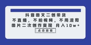 （6471期）抖音图文二创带货，不直播，不拍视频，不用混剪，图片二次创作变现 月入10w-优优云创网