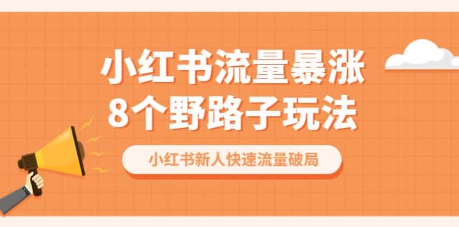 （6476期）小红书流量-暴涨8个野路子玩法：小红书新人快速流量破局（8节课）