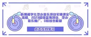 听潮阁学社汽水音乐项目实操课全流程，2023超级蓝海项目，汽水音乐推广，0粉丝也能做-优优云创网