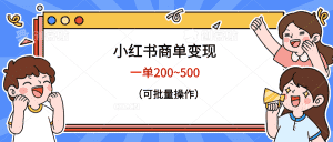 （6493期）小红书商单变现，一单200~500，可批量操作-优优云创网