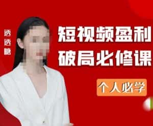 2023最新透透糖短视频盈利破局必修课——个人必学-优优云创网