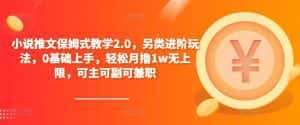 小说推文保姆式教学2.0，另类进阶玩法，0基础上手，轻松月撸1w无上限，可主可副可兼职-优优云创网