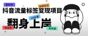 抖音流量标签变现项目,抖音创业粉轻松转化,单价高收益简单-优优云创网