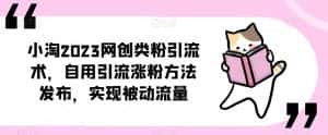 小淘2023网创类粉引流术,自用引流涨粉方法发布,实现被动流量-优优云创网