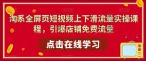 淘系全屏页短视频上下滑流量实操课程,引爆店铺免费流量-优优云创网
