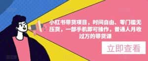 小红书带货项目,时间自由、零门槛无压货,一部手机即可操作,普通人月收过万的带货课-优优云创网