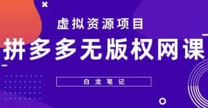 【白龙笔记】拼多多无版权网课项目,月入5000的长期项目,玩法详细拆解【揭秘】-优优云创网
