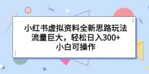 (6585期)小红书虚拟资料全新思路玩法,流量巨大,轻松日入300+,小白可操作-优优云创网