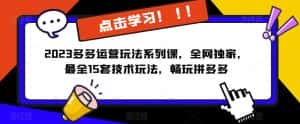 2023拼多多运营玩法系列课,全网独家,最全15套技术玩法,畅玩拼多多-优优云创网