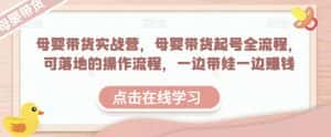 母婴带货实战营,母婴带货起号全流程,可落地的操作流程,一边带娃一边赚钱(附素材)-优优云创网