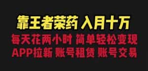 （6646期）靠王者荣耀，月入十万，每天花两小时。多种变现，拉新、账号租赁，账号交易-优优云创网