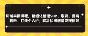 私域实操课程,精细化管理SOP、裂变、复购、转粉、打造个人IP,解决私域增量变现问题-优优云创网