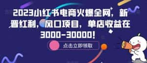 2023小红书电商火爆全网,新晋红利,风口项目,单店收益在3000-30000!-优优云创网