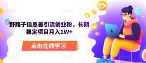 野路子信息差引流创业粉,长期稳定项目月入1W+-优优云创网