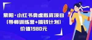 紫阳·小红书卖虚拟资项目（导师训练营+搞钱计划）价值1980元-优优云创网