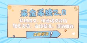 (6750期)采金 系统2.0,私域成交,快速成交收钱,轻松卖货,业绩暴涨,潇洒赚钱-优优云创网