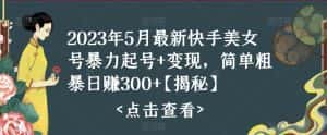 2023年5月最新快手美女号暴力起号+变现，简单粗暴日赚300+【揭秘】-优优云创网