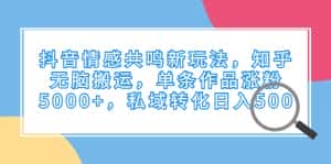 (6758期)抖音情感共鸣新玩法,知乎无脑搬运,单条作品涨粉5000+,私域转化日入500-优优云创网