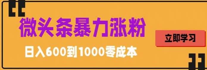 微头条暴力涨粉技巧搬运文案就能涨几万粉丝，简单0成本，日赚600【揭秘】
