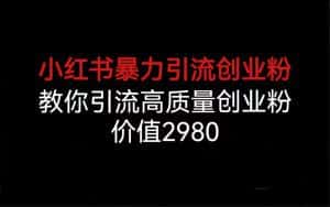 （6779期）小红书暴力引流创业粉，教你引流高质量创业粉，价值2980-优优云创网
