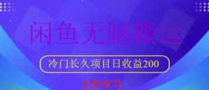 闲鱼无脑搬运，冷门长久项目，日收益200【揭秘】-优优云创网