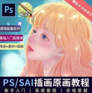 价值1288的原画插画教程零基础CG漫画SAI线稿笔刷手绘画数位板绘视频课程-优优云创网
