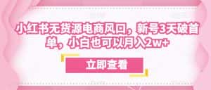 众狼电商余文小红书无货源电商风口,新号3天破首单,小白也可以月入2w+-优优云创网
